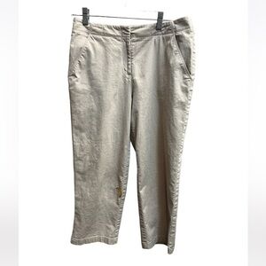 TOMMY BAHAMA women's flat front stretch Capri pants SZ 10 Banana Tropical Beach